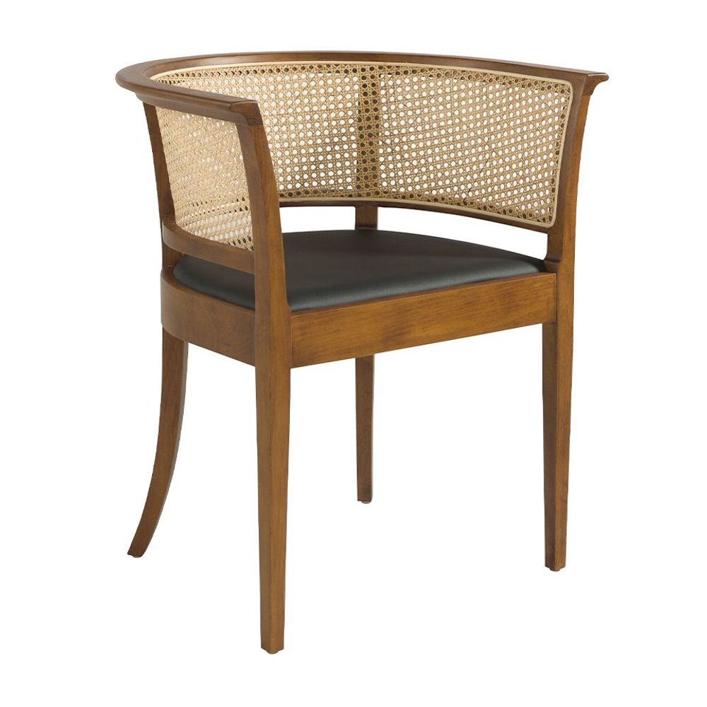 Chaises - Chaise de salle à manger avec dossier en rotin et structure en bois de noyer - ANGEL CERDÁ