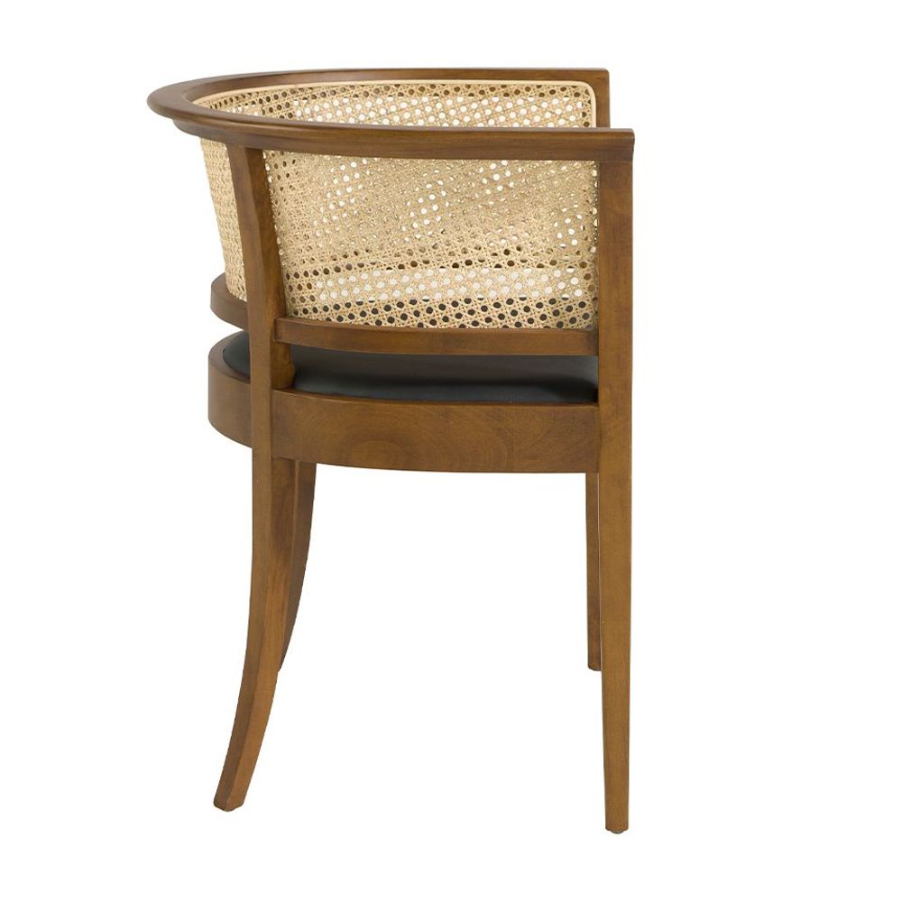 Chaises - Chaise de salle à manger avec dossier en rotin et structure en bois de noyer - ANGEL CERDÁ