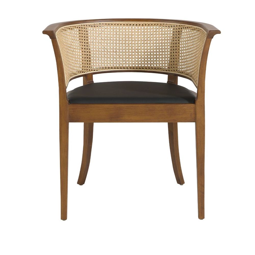 Chaises - Chaise de salle à manger avec dossier en rotin et structure en bois de noyer - ANGEL CERDÁ