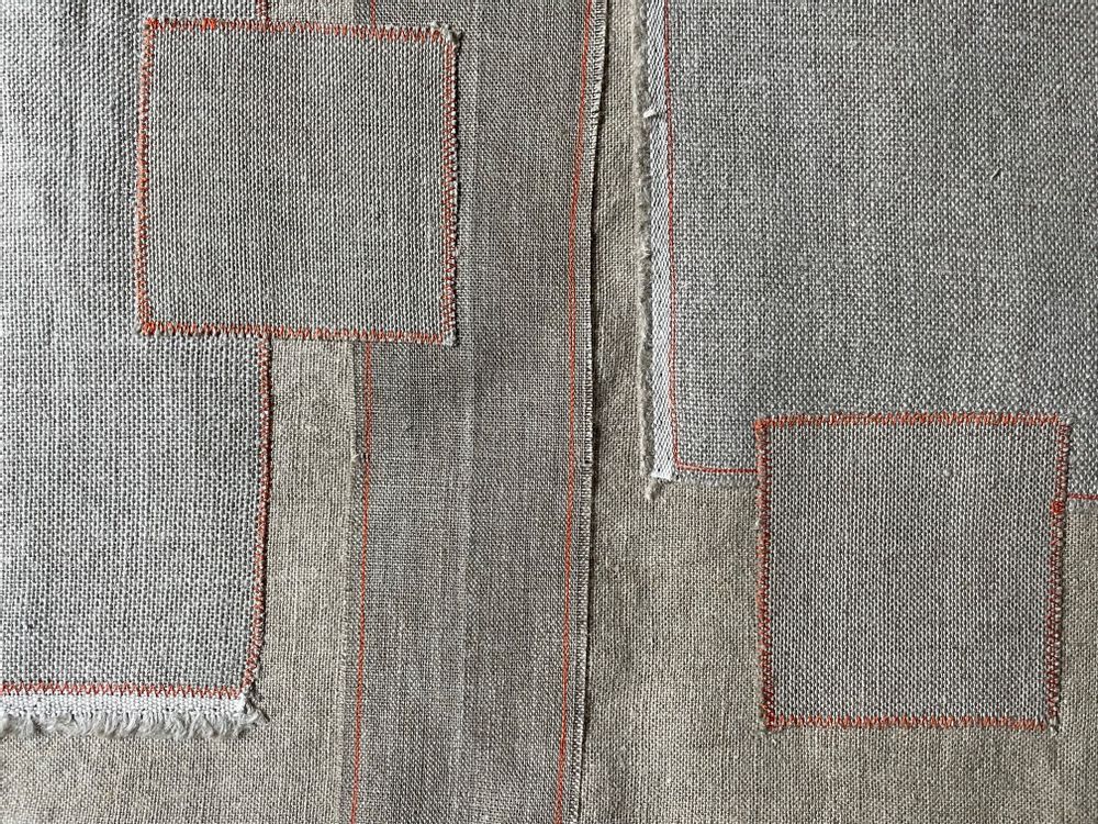 Coussins textile - Enveloppe de coussin, patchwork, 100 % lin - ENSEMBLE