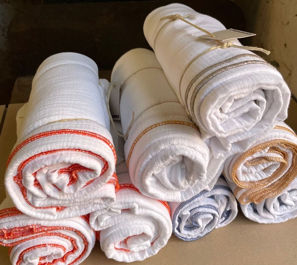 Bath towels - Beach towel, white pareo, 100% cotton gauze - ENSEMBLE