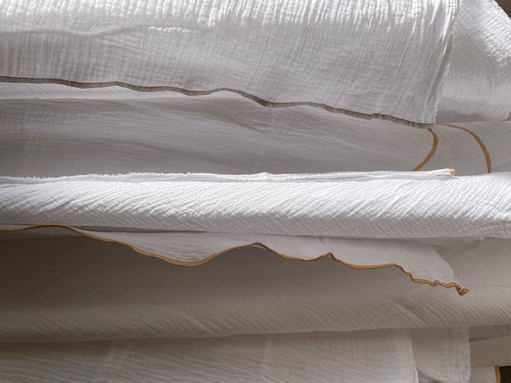 Bath towels - Beach towel, white pareo, 100% cotton gauze - ENSEMBLE