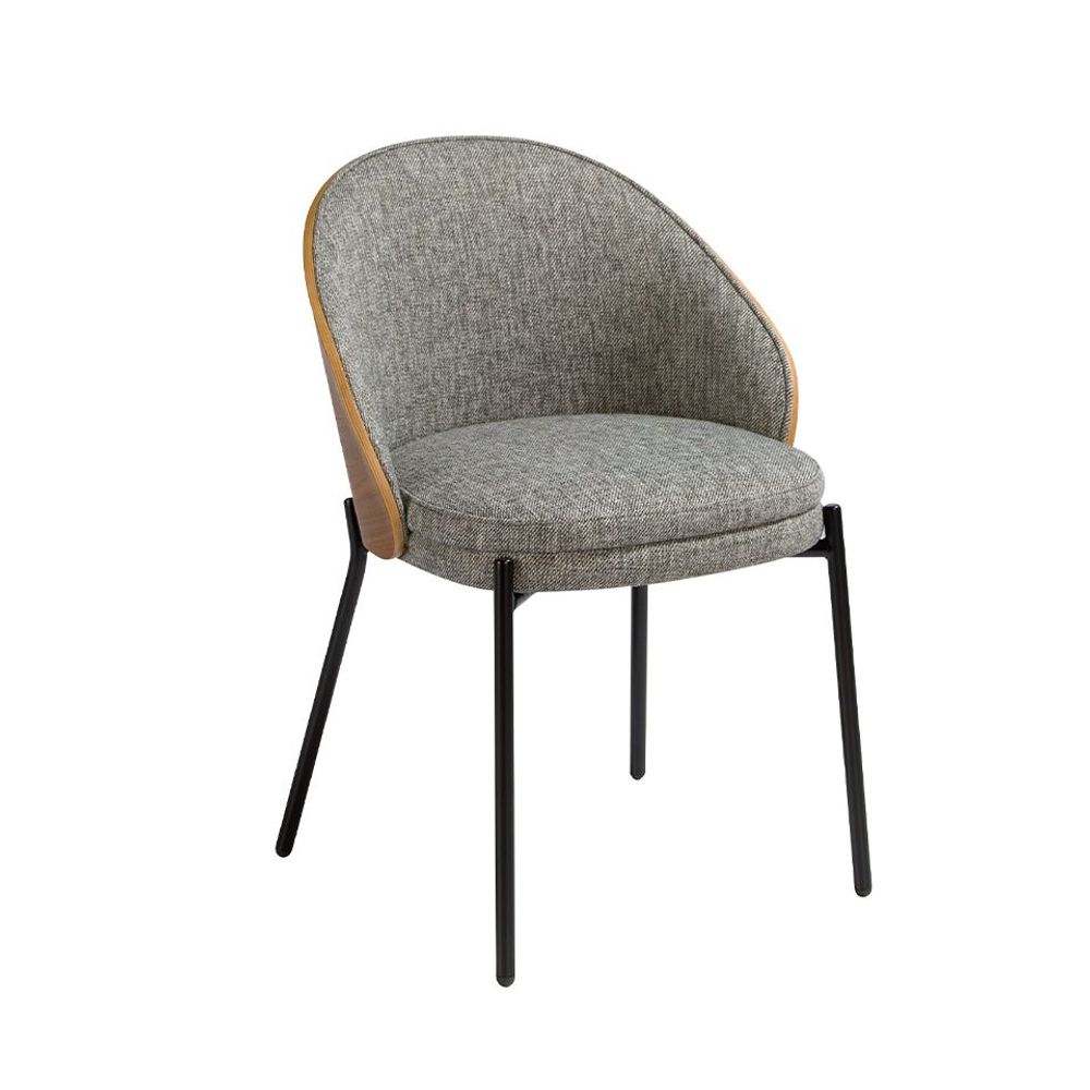 Chairs - Upholstered fabric chair with walnut backrest - ANGEL CERDÁ