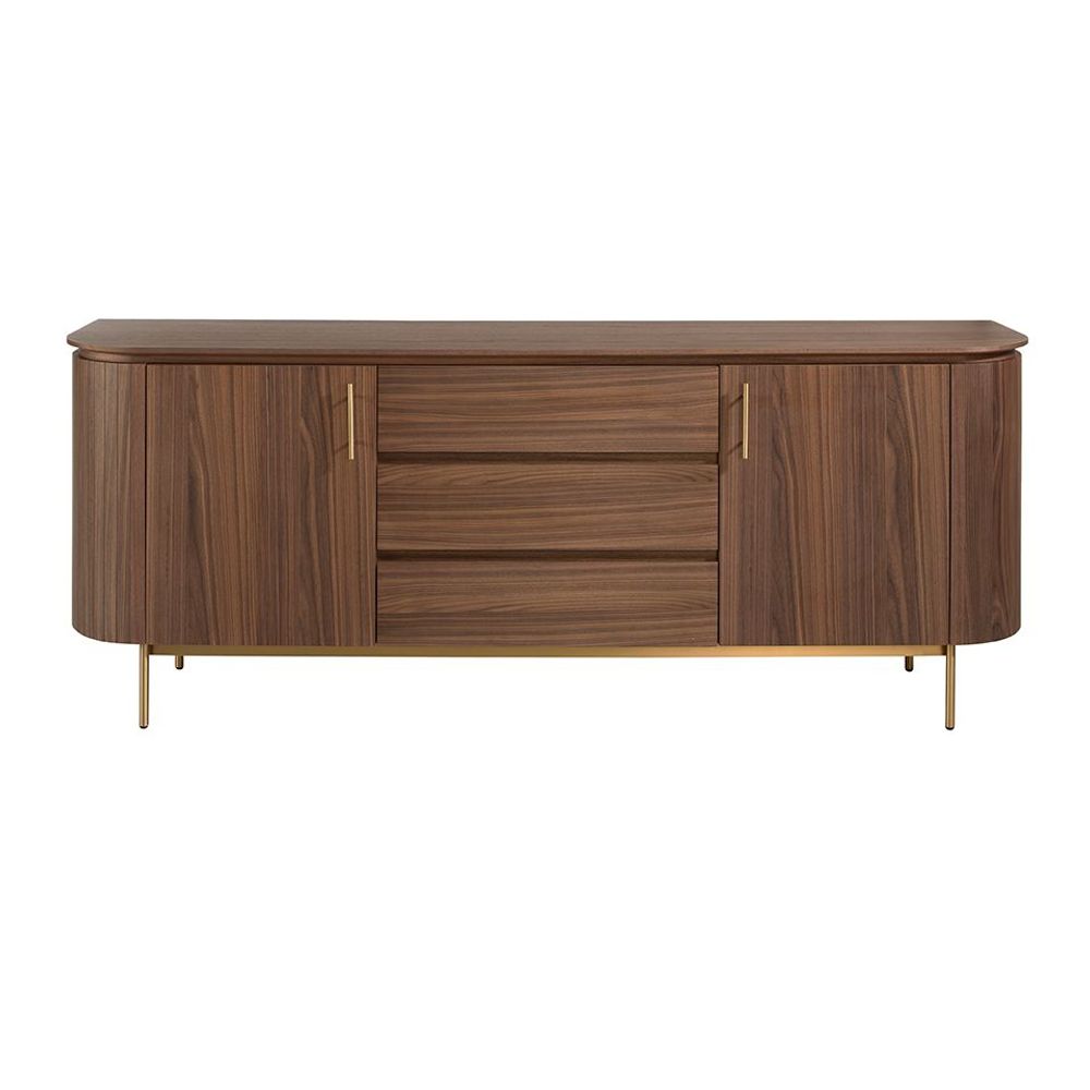 Sideboards - Sideboard in walnut wood and golden steel - ANGEL CERDÁ
