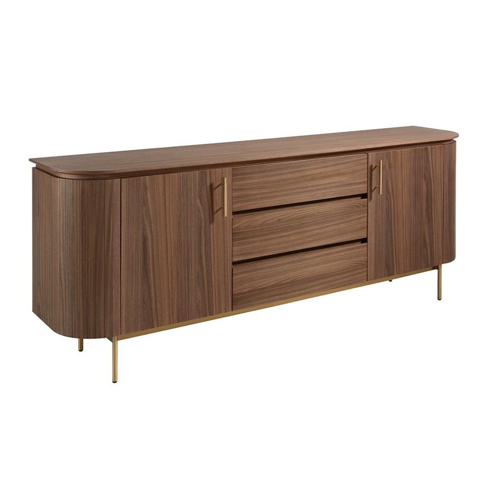 Sideboards - Sideboard in walnut wood and golden steel - ANGEL CERDÁ