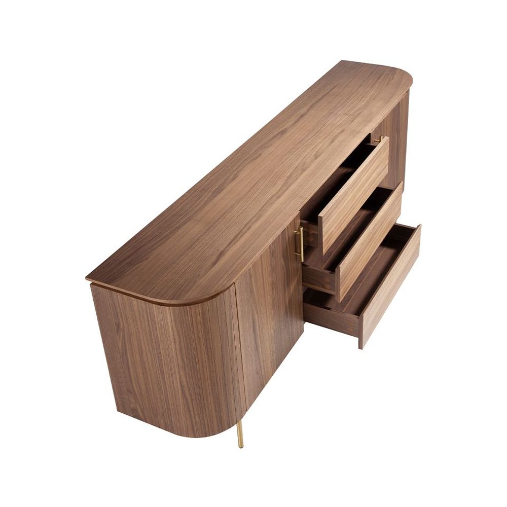 Sideboards - Sideboard in walnut wood and golden steel - ANGEL CERDÁ