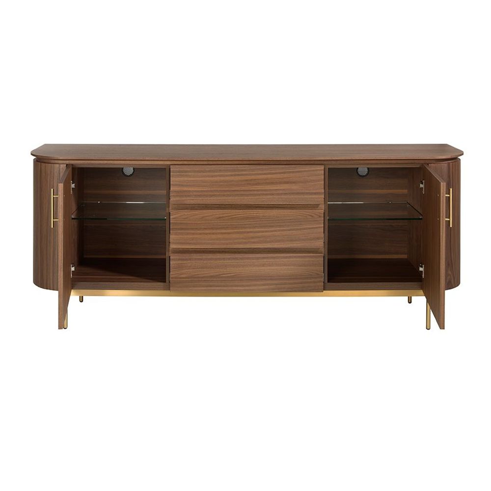 Sideboards - Sideboard in walnut wood and golden steel - ANGEL CERDÁ