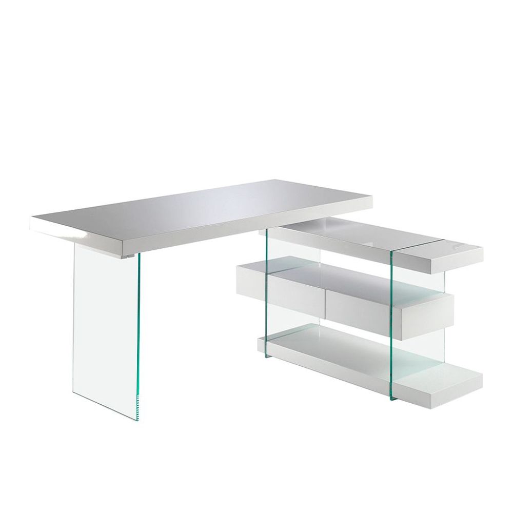 Mobilier et rangements pour bureau - Bureau blanc et verre - ANGEL CERDÁ