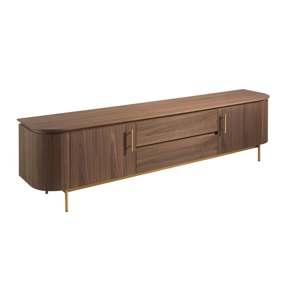 Sideboards - TV stand in walnut wood and golden steel - ANGEL CERDÁ