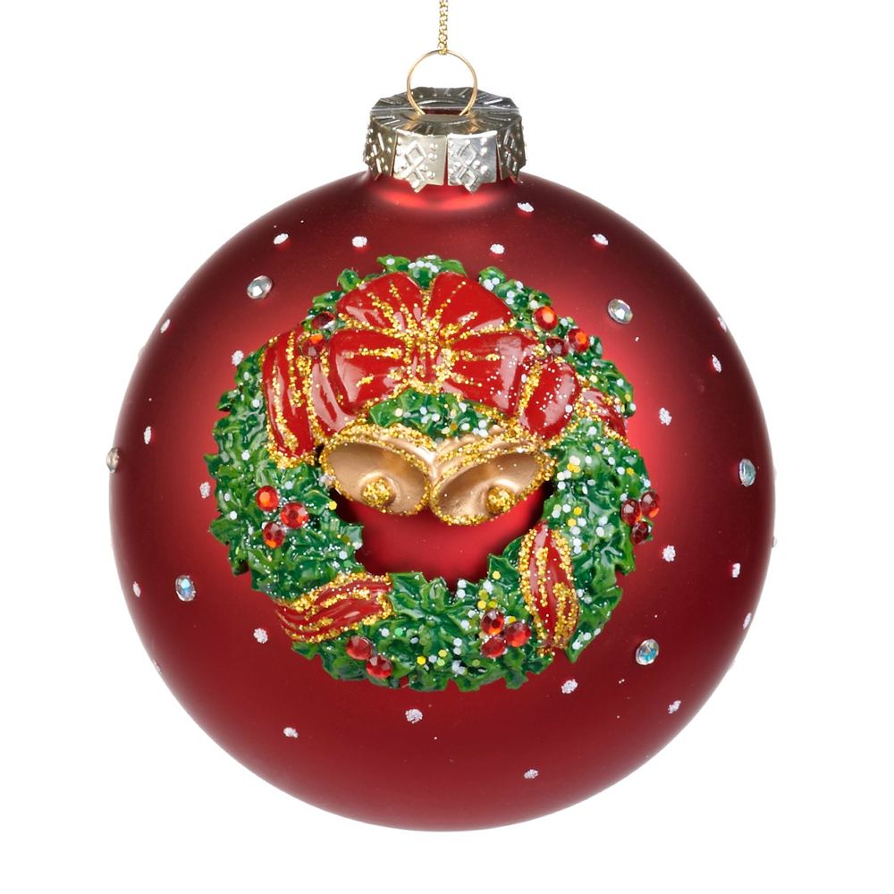 Guirlandes et boules de Noël - GLSS 3D XMAS WREATH BALL RD/GRN 12CM - GOODWILL M&G