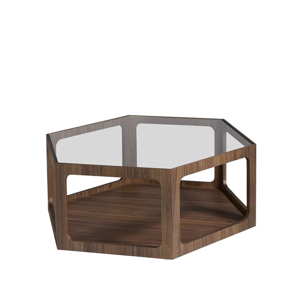 Tables basses - Table basse hexagonale en noyer - ANGEL CERDÁ