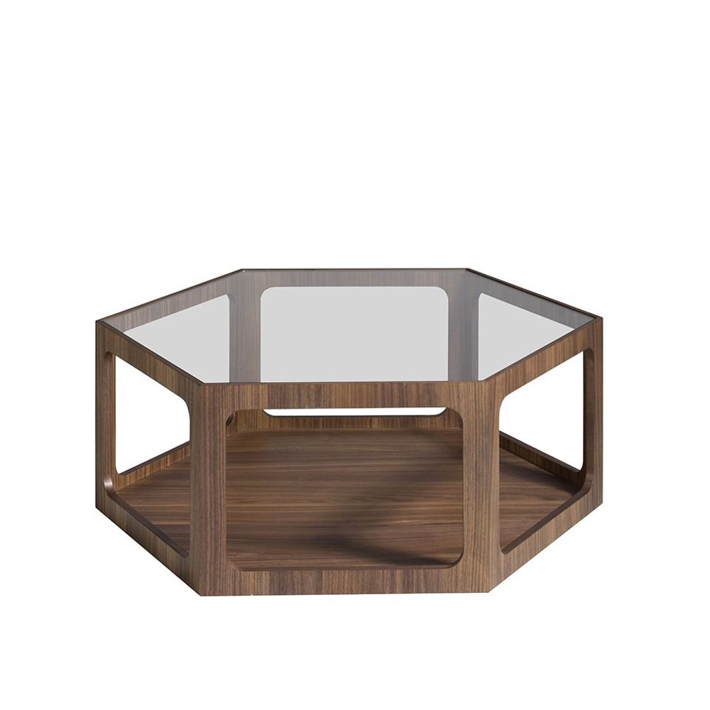 Tables basses - Table basse hexagonale en noyer - ANGEL CERDÁ