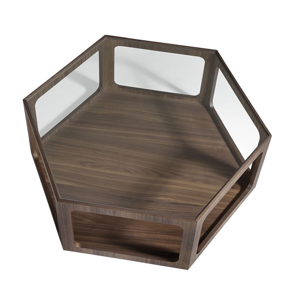 Tables basses - Table basse hexagonale en noyer - ANGEL CERDÁ