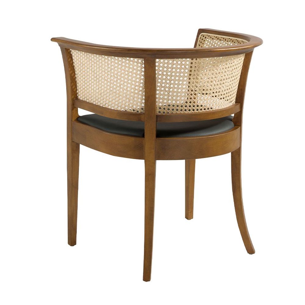 Chaises - Chaise de salle à manger avec dossier en rotin et structure en bois de noyer - ANGEL CERDÁ