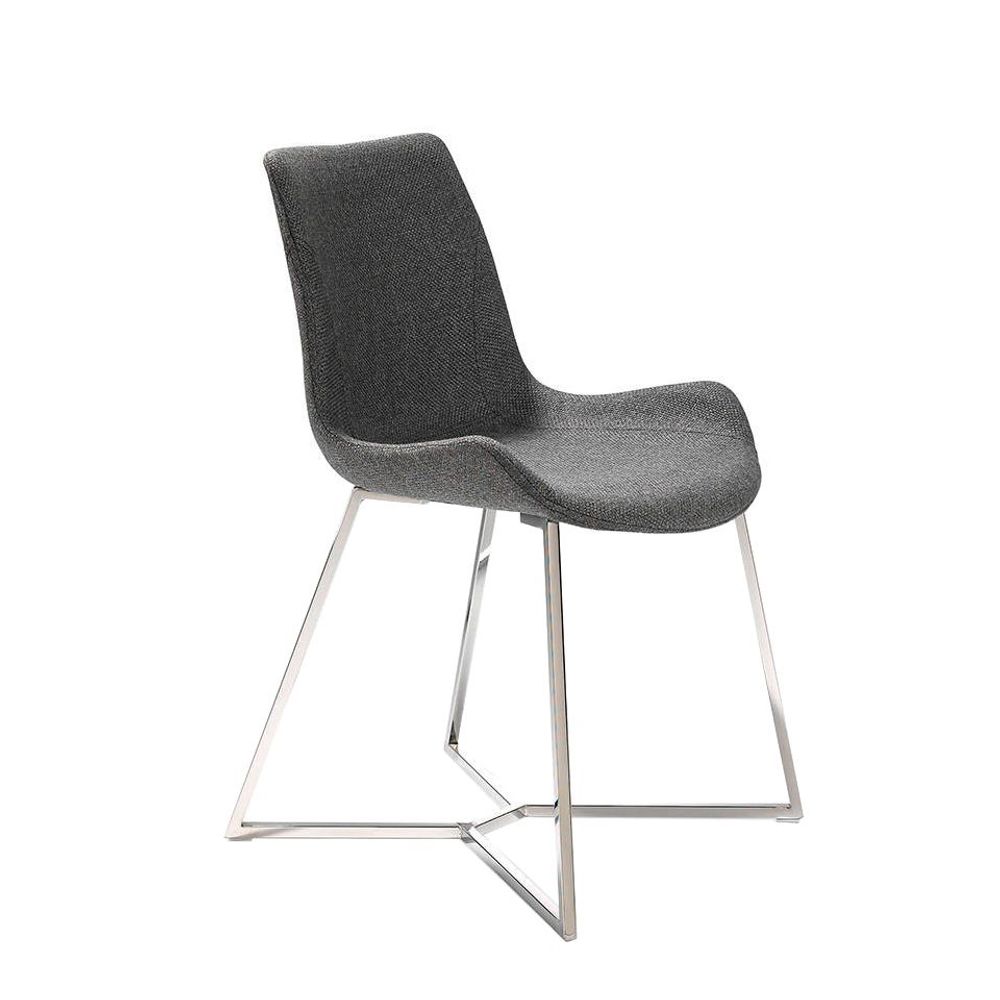 Chaises - Chaise de table à manger rembourrée en tissu gris - ANGEL CERDÁ