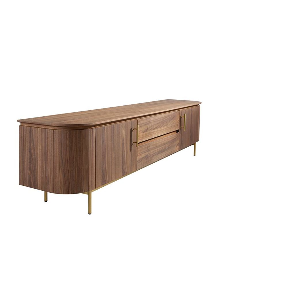 Sideboards - TV stand in walnut wood and golden steel - ANGEL CERDÁ