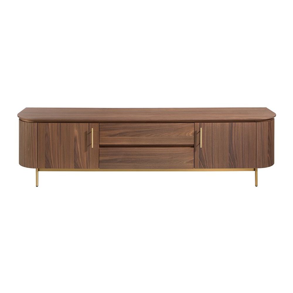 Sideboards - TV stand in walnut wood and golden steel - ANGEL CERDÁ