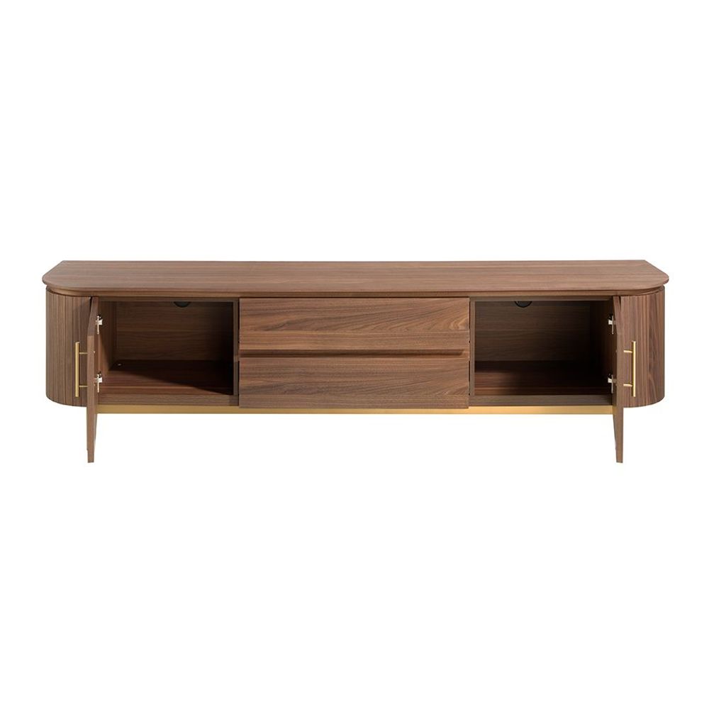 Sideboards - TV stand in walnut wood and golden steel - ANGEL CERDÁ