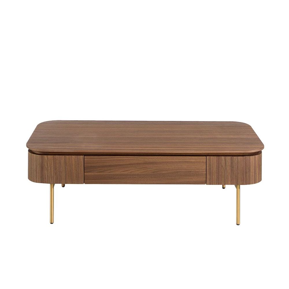 Coffee tables - Rectangular coffee table in walnut and golden steel - ANGEL CERDÁ