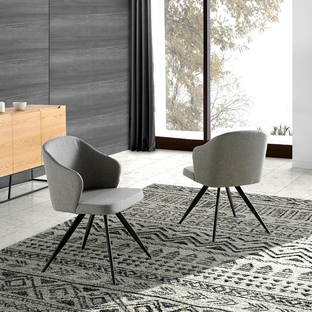 Chaises - Chaise de table à manger rembourrée en tissu gris - ANGEL CERDÁ