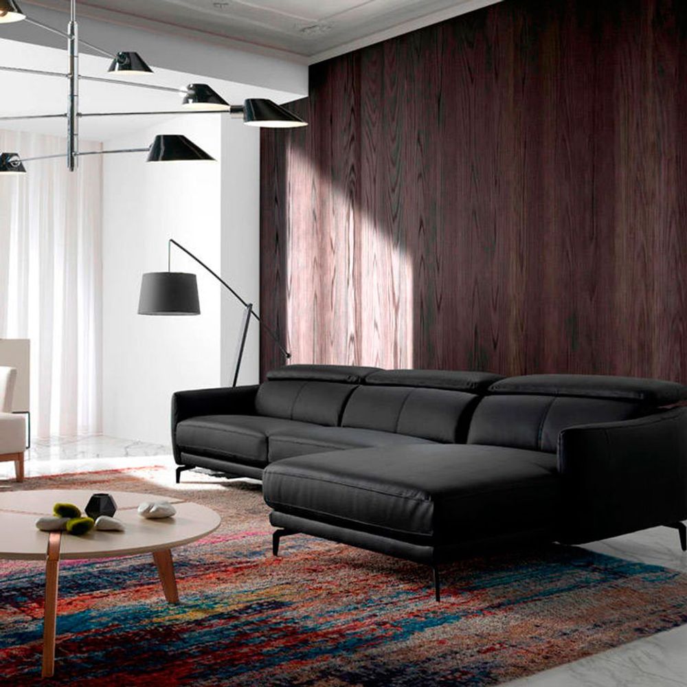 Sofas - Black cowhide chaise longue sofa - ANGEL CERDÁ