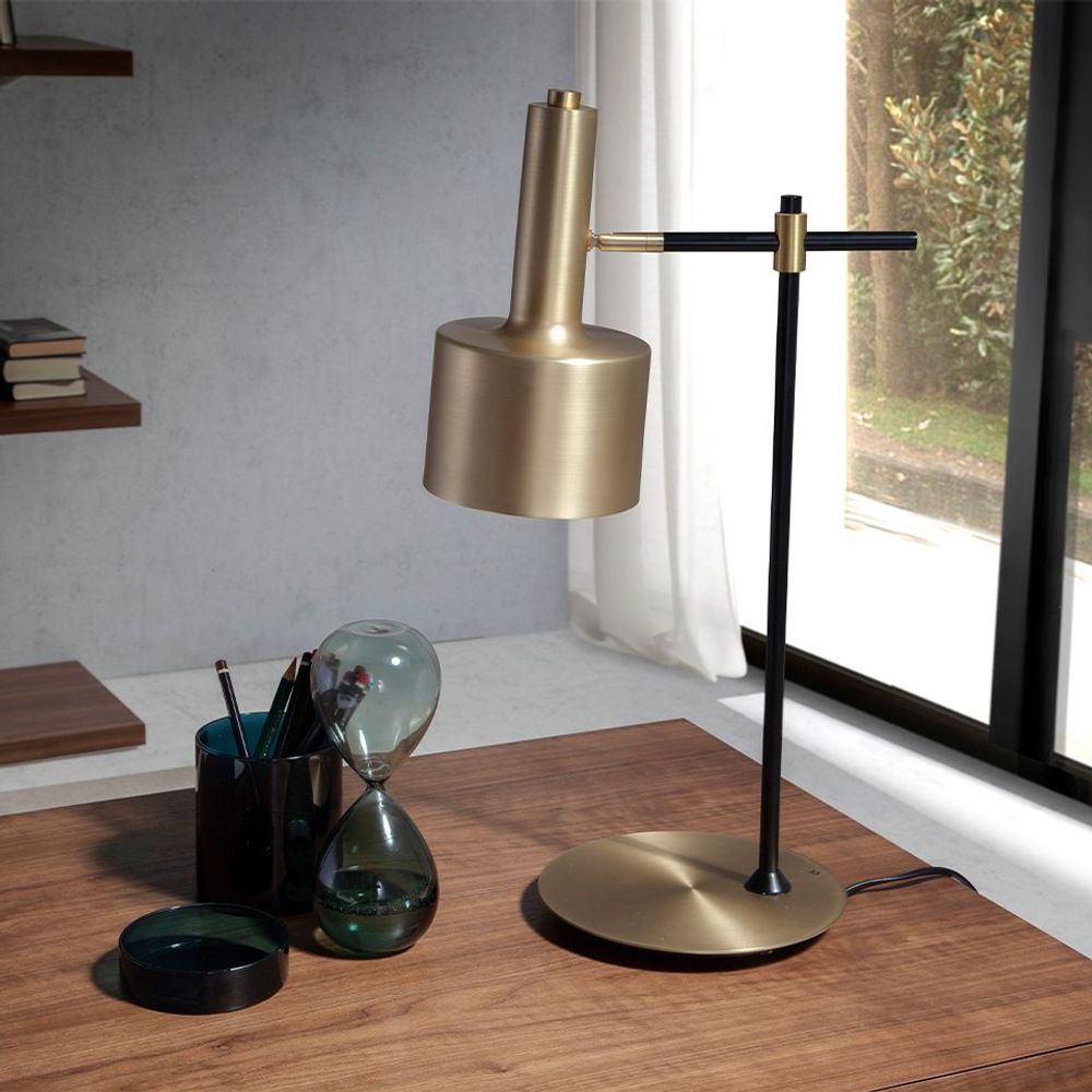 Table lamps - Table lamp gold aluminium and black steel - ANGEL CERDÁ