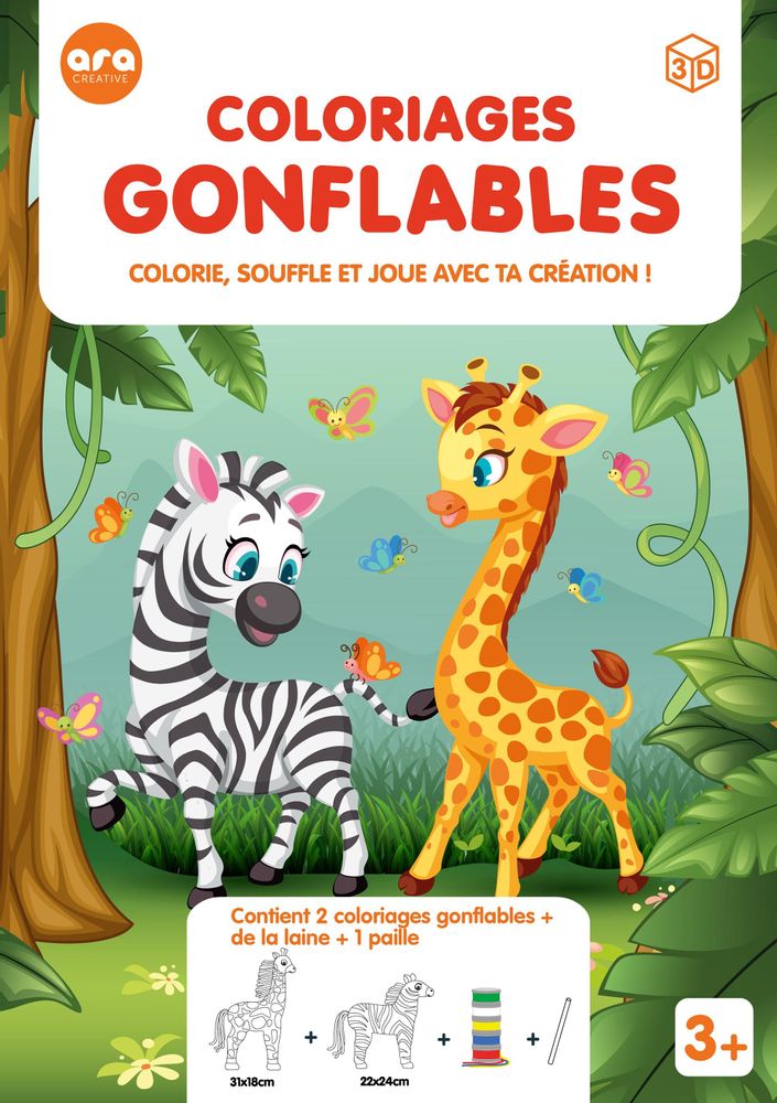 Gifts - Inflatable creart to color - Zebra & Giraffe - ARA-CREATIVE