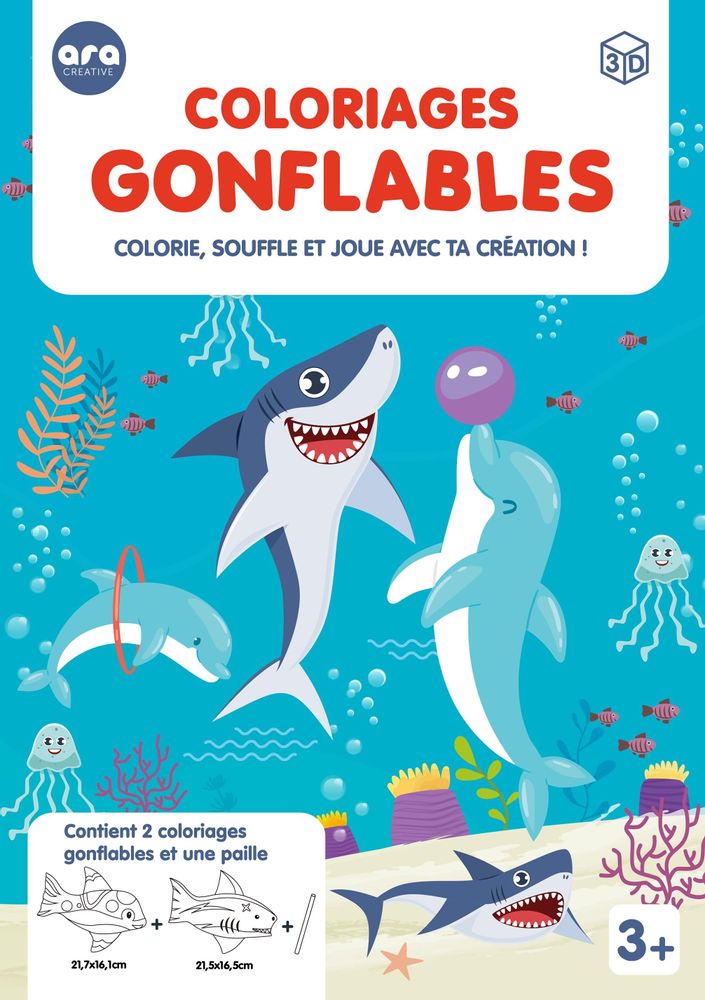 Gifts - Inflatable creart to color - Shark & Dolphin - ARA-CREATIVE