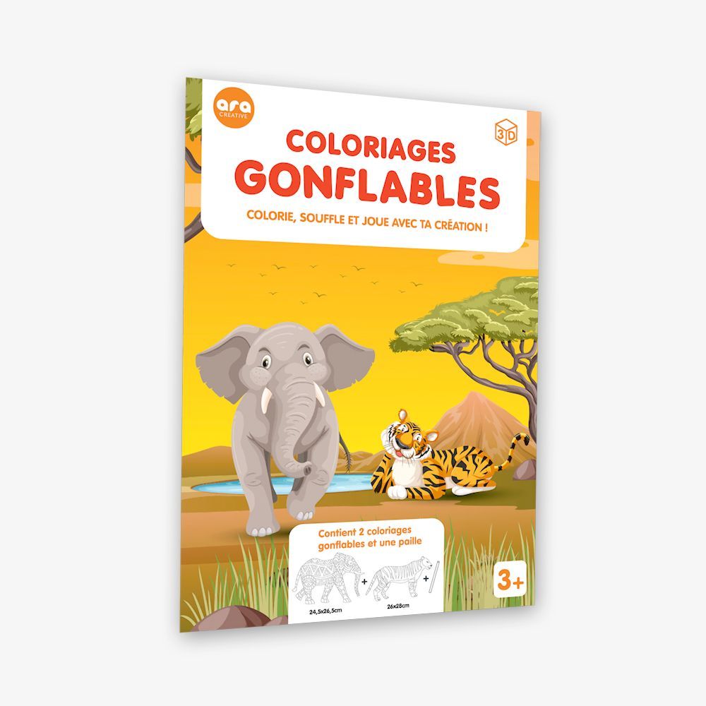 Gifts - Inflatable creart to color - Elephant & Tiger - ARA-CREATIVE
