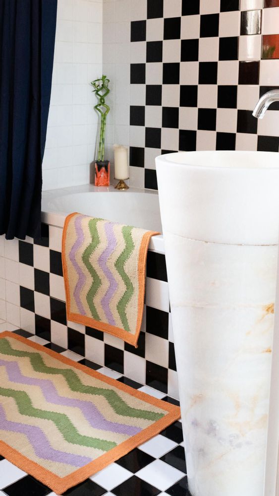 Design carpets - Tapis de Bain Pastel Waves en Coton - COLORTHERAPIS
