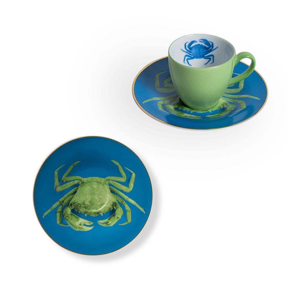 Mugs - Set of 2 - Coffee Cups and Saucers Set Bi-Color - HOME BY KRISTY