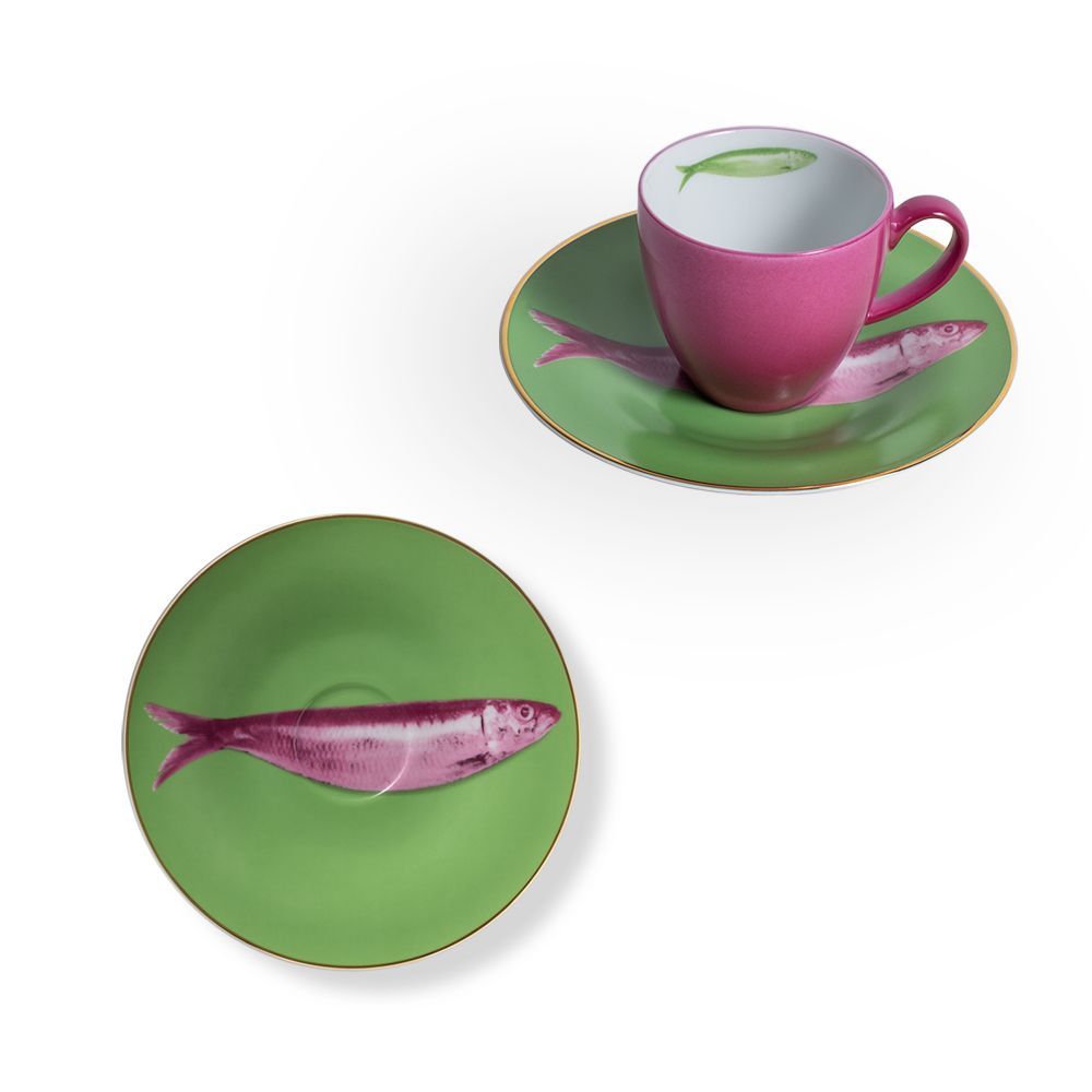 Mugs - Set of 2 - Coffee Cups and Saucers Set Bi-Color - HOME BY KRISTY