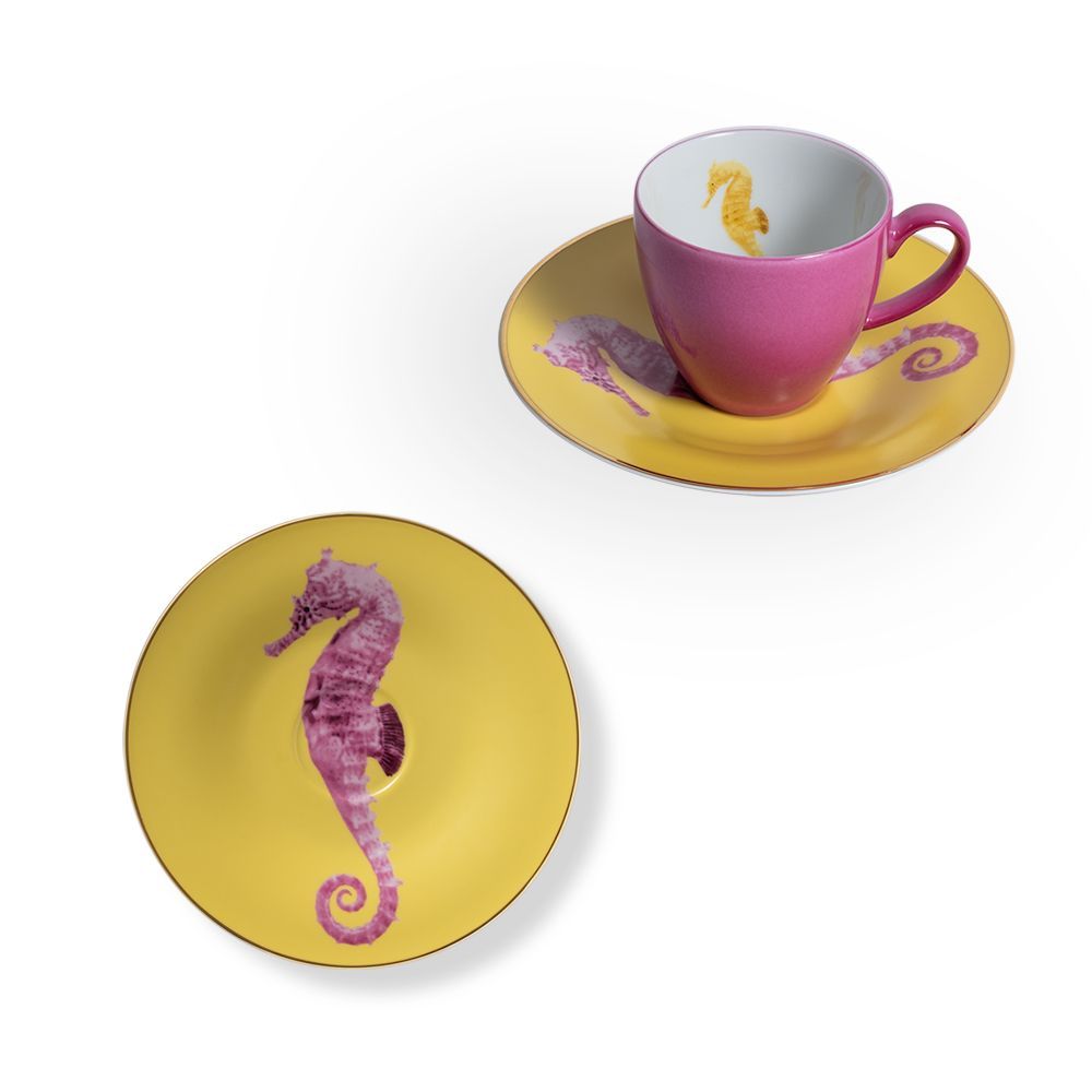 Mugs - Set of 2 - Coffee Cups and Saucers Set Bi-Color - HOME BY KRISTY