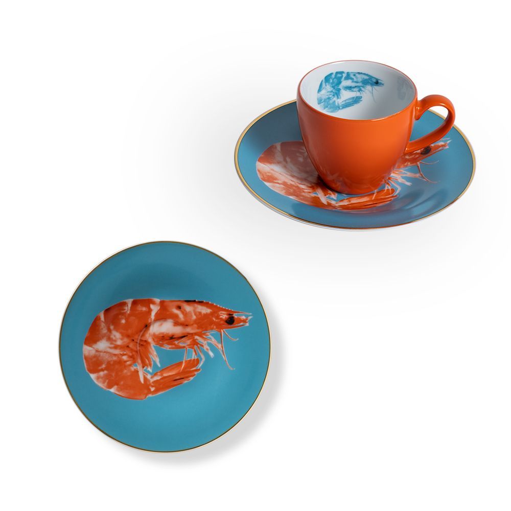 Mugs - Set of 2 - Coffee Cups and Saucers Set Bi-Color - HOME BY KRISTY