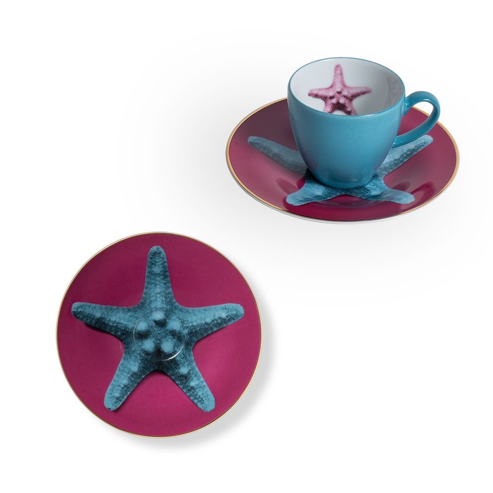 Mugs - Set of 2 - Coffee Cups and Saucers Set Bi-Color - HOME BY KRISTY