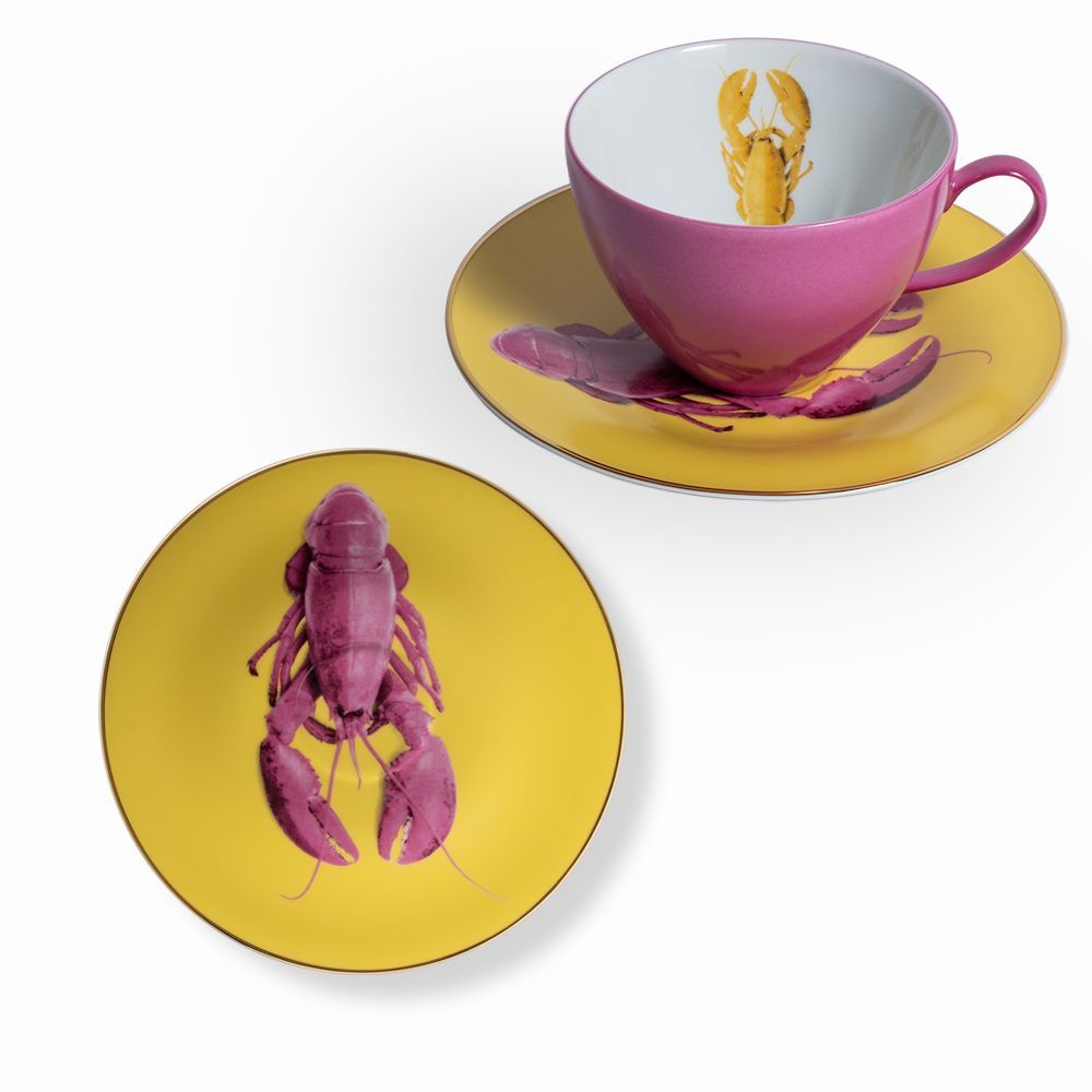 Mugs - Set of 2 - Tea Cups and Saucers Set Bi-Color - HOME BY KRISTY
