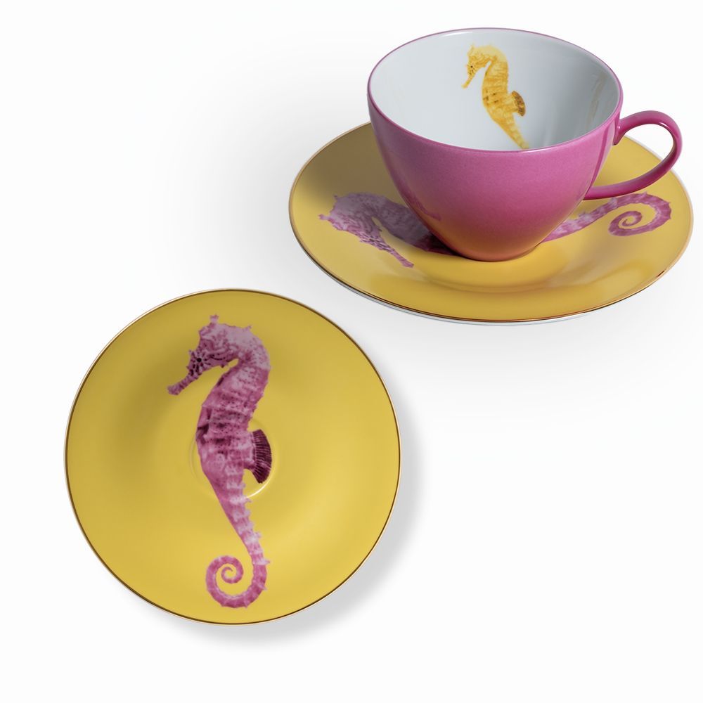 Mugs - Set of 2 - Tea Cups and Saucers Set Bi-Color - HOME BY KRISTY