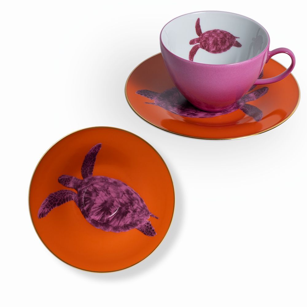 Mugs - Set of 2 - Tea Cups and Saucers Set Bi-Color - HOME BY KRISTY