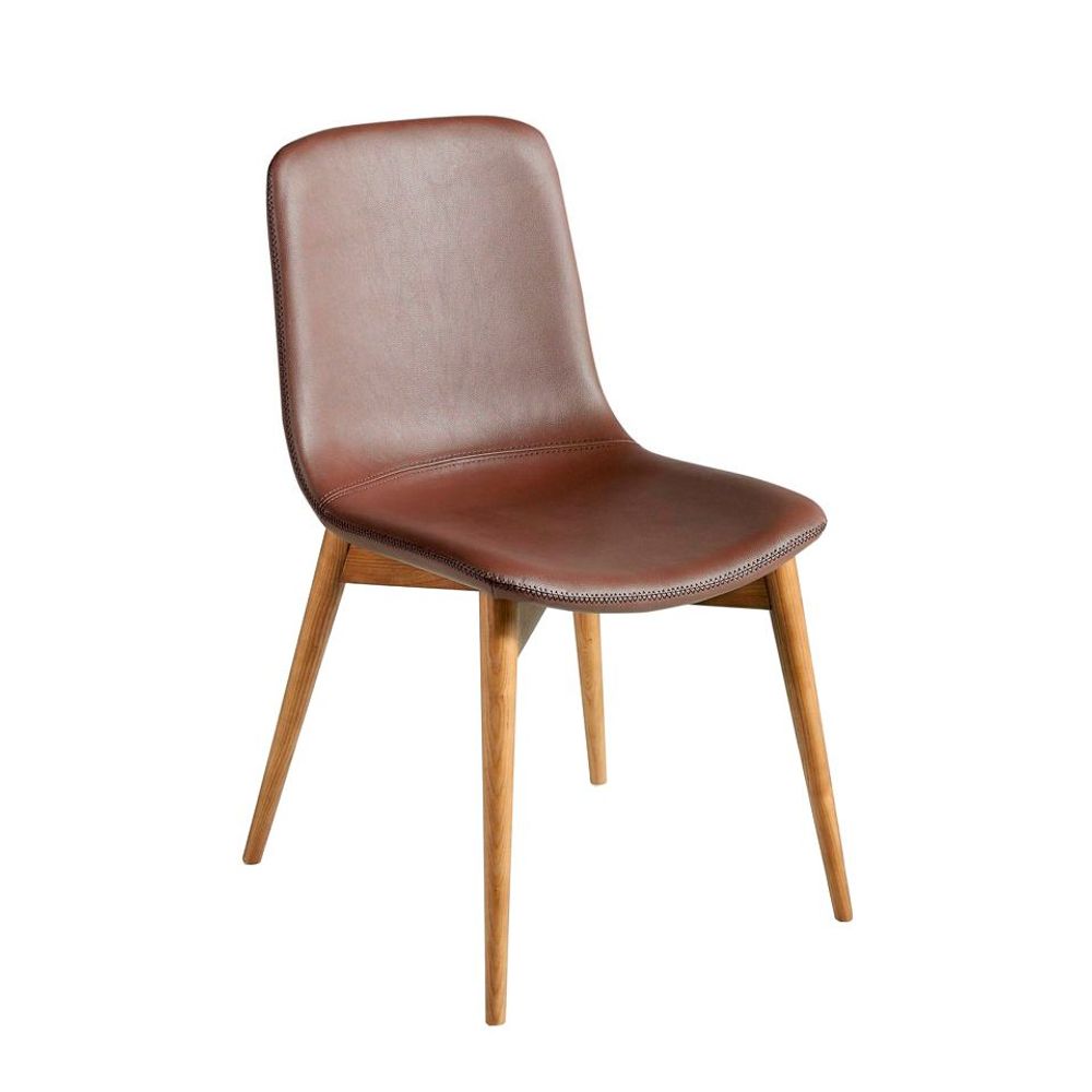 Chairs - Upholstered brown leatherette Dining table chair - ANGEL CERDÁ