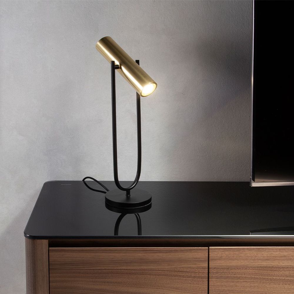 Table lamps - Table lamp in gold and black steel - ANGEL CERDÁ