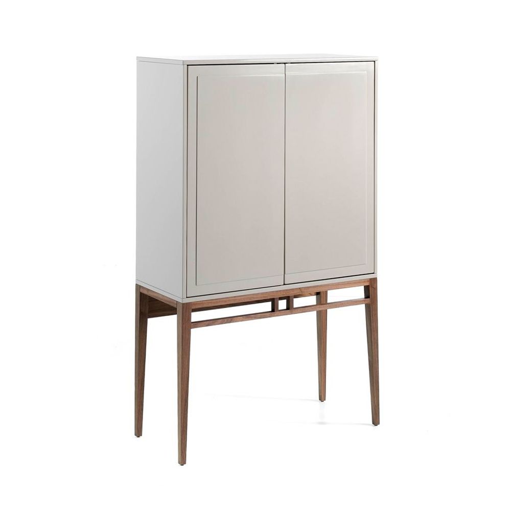 Sideboards - Gray display cabinet with walnut legs - ANGEL CERDÁ