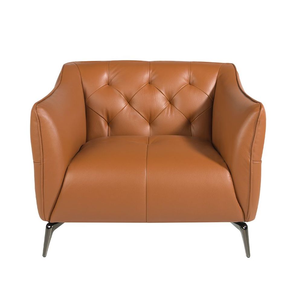 Fauteuils - Fauteuil tapissé en cuir marron capitonné - ANGEL CERDÁ