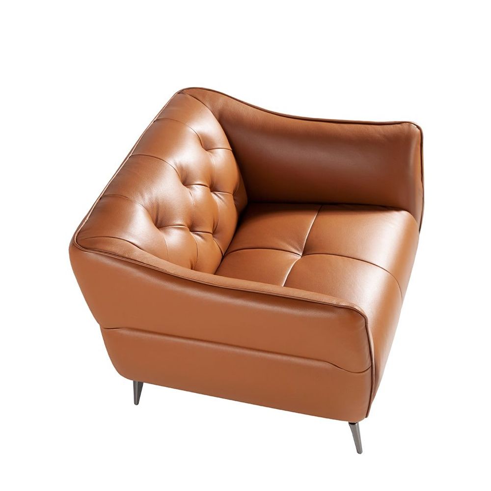 Fauteuils - Fauteuil tapissé en cuir marron capitonné - ANGEL CERDÁ