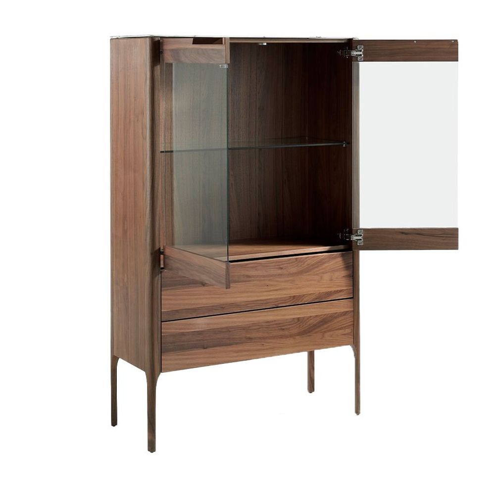 Sideboards - Walnut and fiberglass display cabinet with marble effect - ANGEL CERDÁ