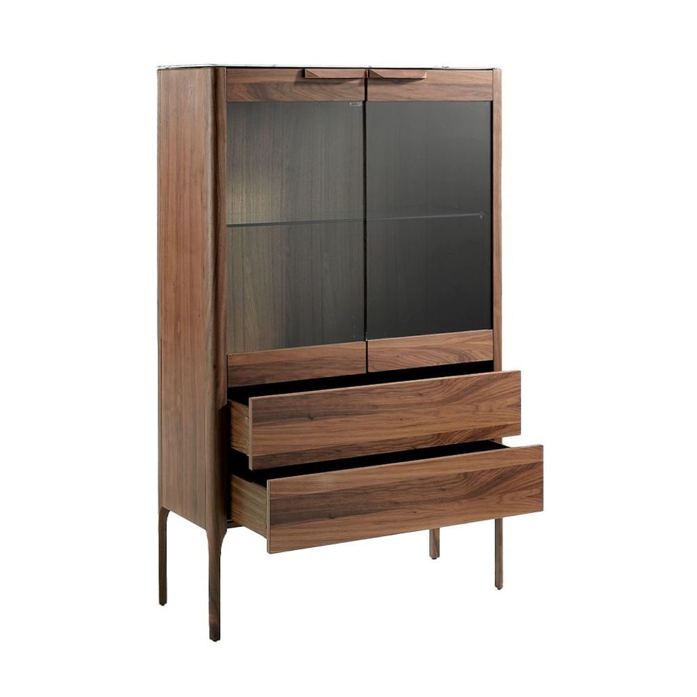 Sideboards - Walnut and fiberglass display cabinet with marble effect - ANGEL CERDÁ