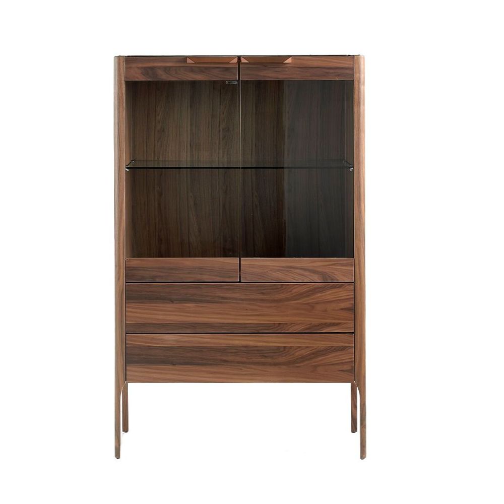 Sideboards - Walnut and fiberglass display cabinet with marble effect - ANGEL CERDÁ
