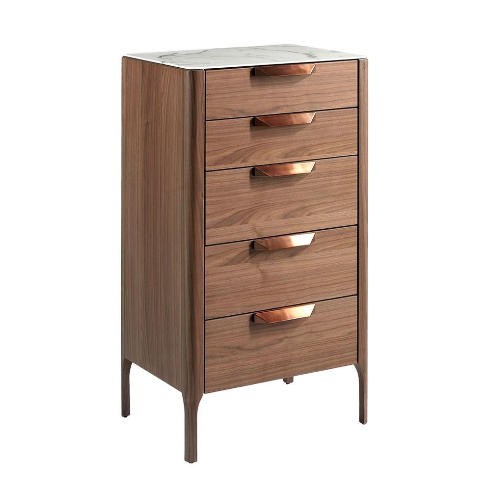 Chests of drawers - Walnut chiffonier and marble imitation glass - ANGEL CERDÁ