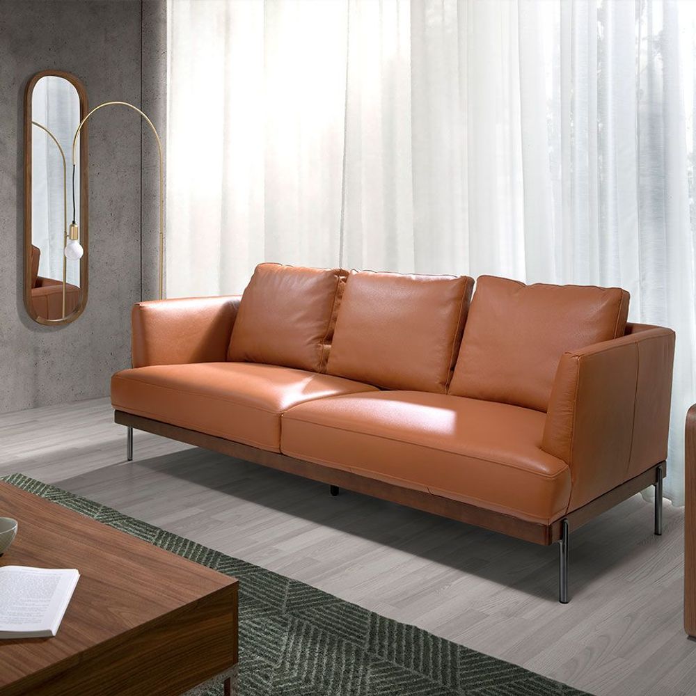 Sofas - 3 seater sofa upholstered in brown leather - ANGEL CERDÁ
