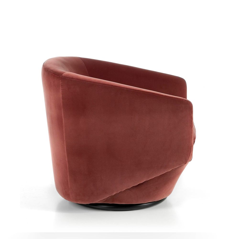 Fauteuils - Fauteuil pivotant rembourré en velours pêche - ANGEL CERDÁ