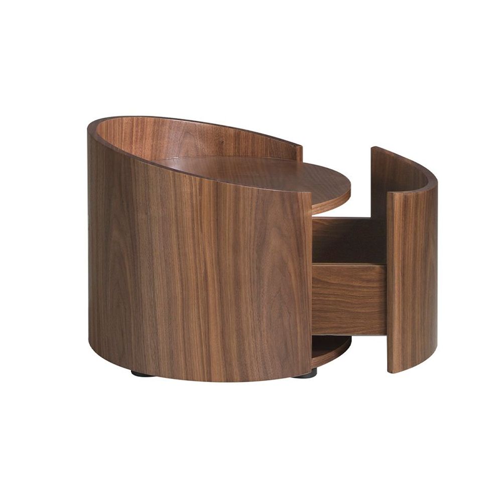 Night tables - Round walnut bedside table - ANGEL CERDÁ